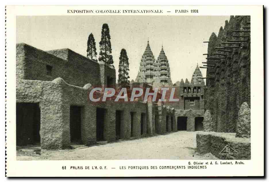 CPA Exposition Coloniale Internationale Paris 1931 Palais de l'AOF Les portiques des commercants indigenes