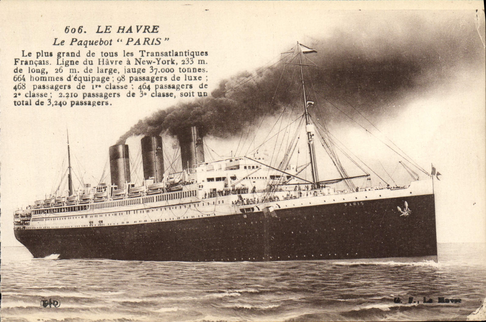 CPA Le Havre Le Paquebot Paris Bateau
