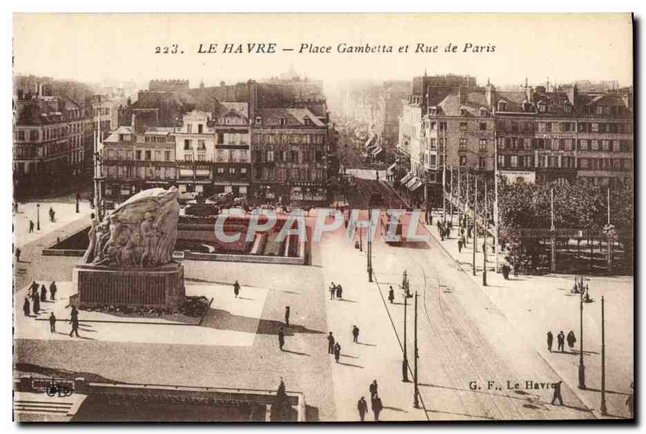 CPA Le Havre Place Gambetta et Rue de Paris 