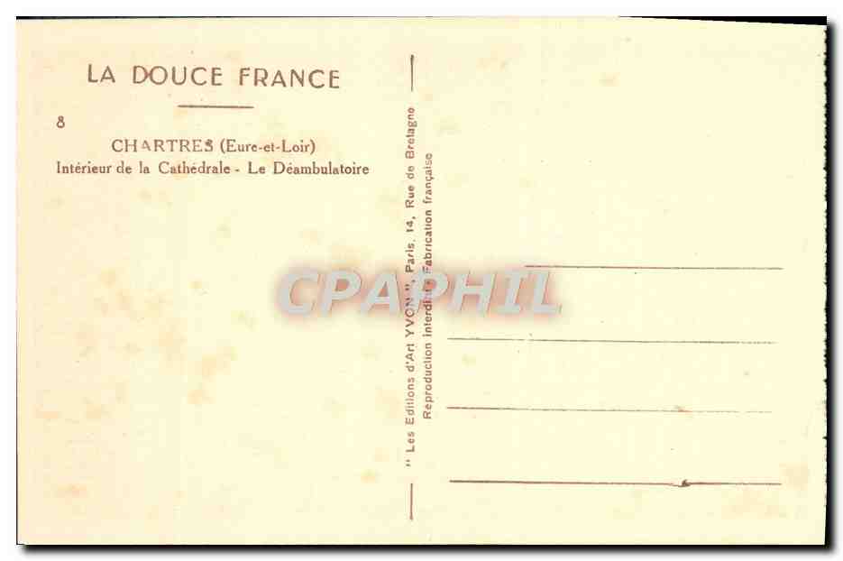 CPA Chartres Interieur de la Cathedrale — Reverso