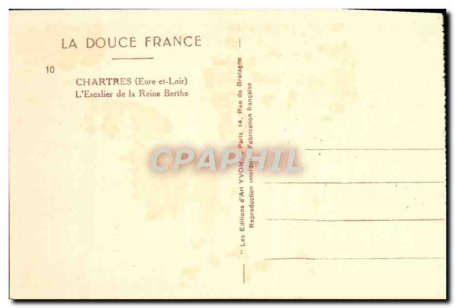 CPA Chartres L'Escalier de la Reine Berthe  — Verso