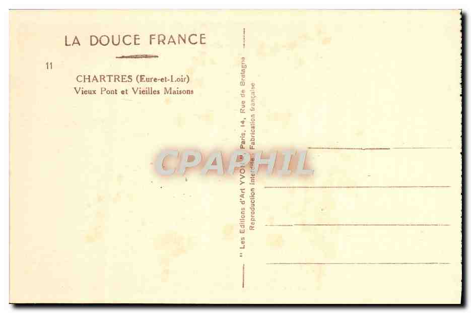 CPA Chartres Vieux Pont et Vieilles Maisons — Verso