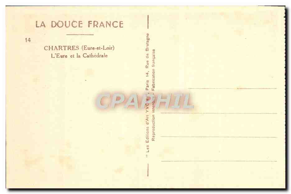 CPA Chartres L'Eure et la Cathedrale  — Verso