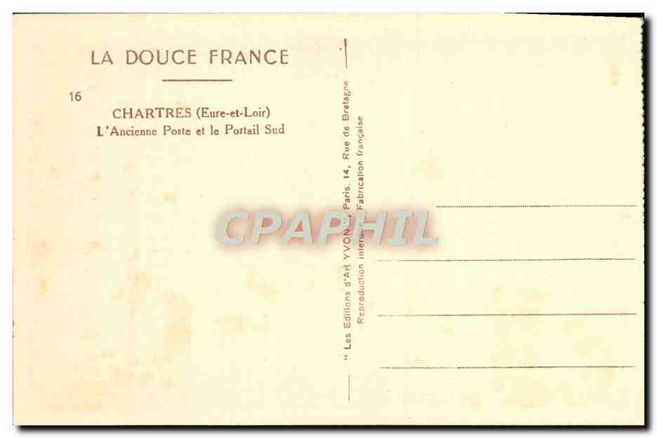 CPA Chartres L'Ancienne Poste et le Portail Sud  — Verso