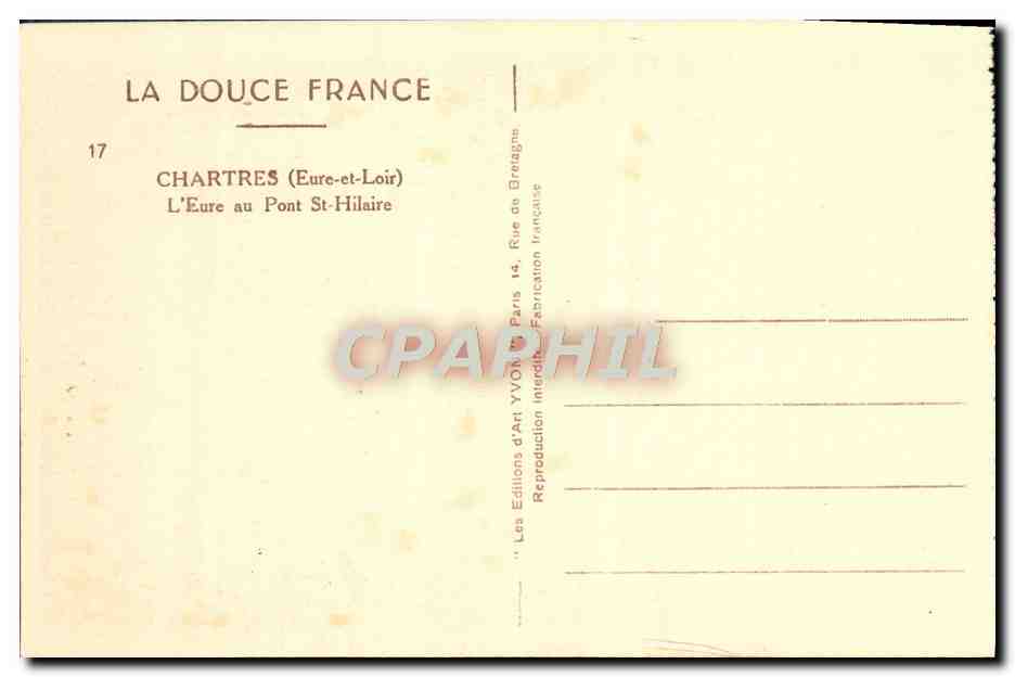 CPA Chartres L'Eure au Pont St Hilaire  — Rückseite