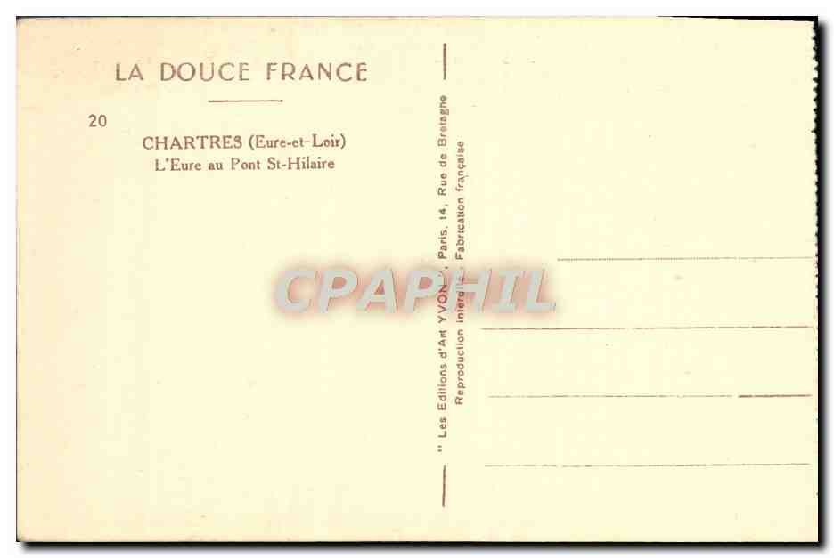 CPA Chartres L'Eure au Pont St Hilaire  — Rückseite