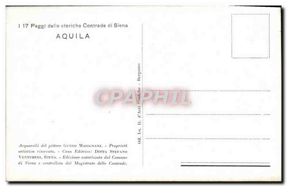 CPA Paggi delle storiche Contrade di Siena Aquila Costume Folklore — Rückseite