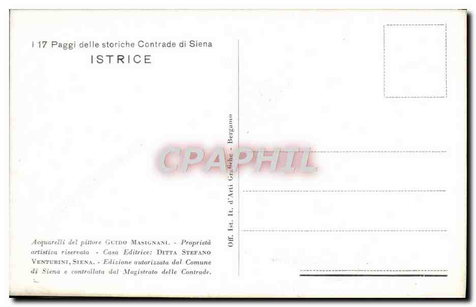CPA Paggi delle storiche Contrade di Siena Istrice Costume Folklore — Rückseite
