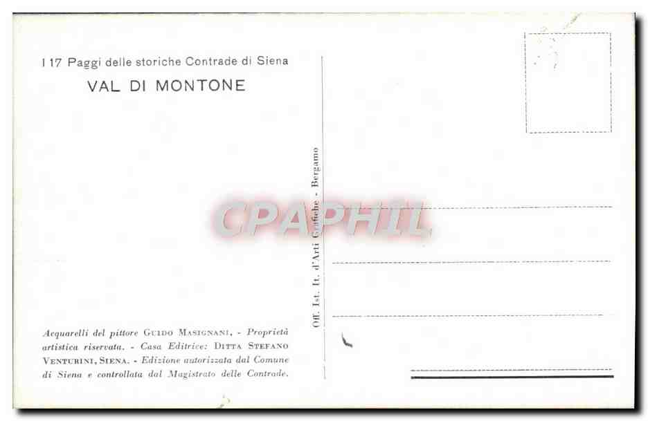 CPA Paggi delle storiche Contrade di Siena Val di Montone Costume Folklore — Rückseite