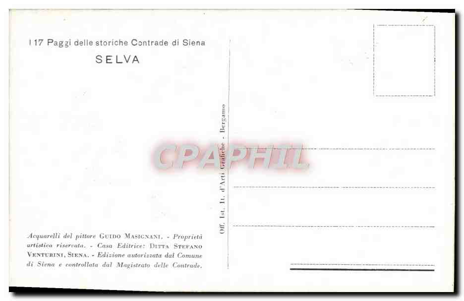 CPA Paggi delle storiche Contrade di Siena Selva Costume Folklore — Rückseite