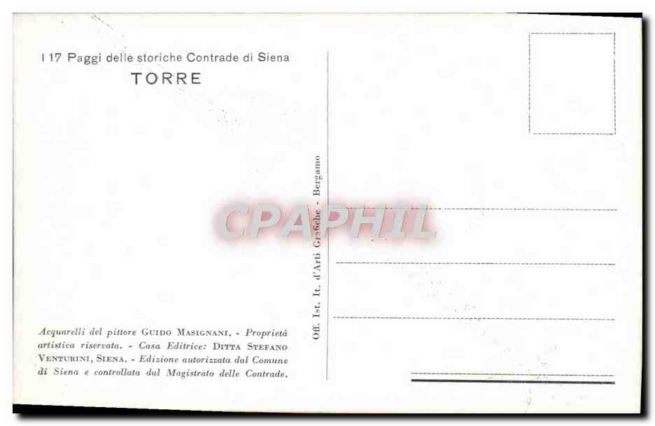 CPA Paggi delle storiche Contrade di Siena Torre Costume Folklore — Rückseite