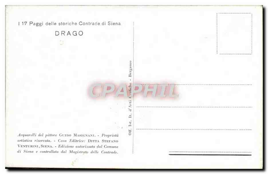 CPA Paggi delle storiche Contrade di Siena Drago Dragon Costume Folklore — Rückseite