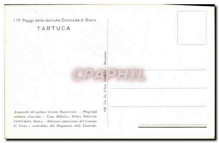 CPA Paggi delle storiche Contrade di Siena Tartuca Tortue Costume Folklore — Rückseite