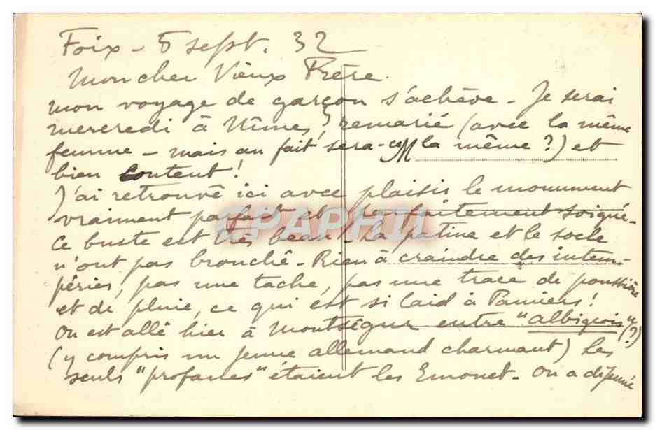 Les Tours de Foix — Foix — Phototypie Labonche Frères, Toulouse, n° 338 — Achterkant