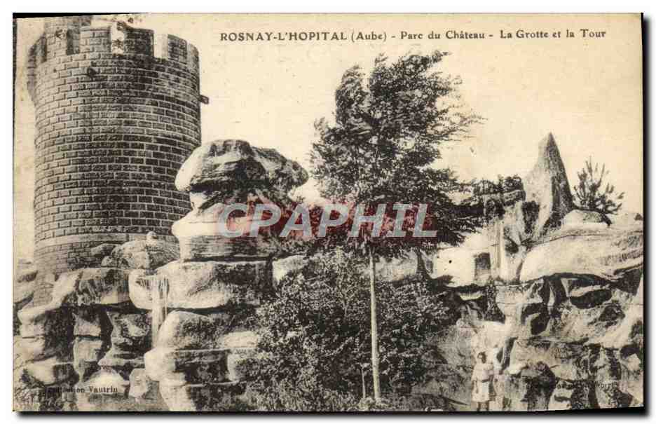 Rosnay-l'Hôpital (Aube) - Parc du Château - La Grotte et la Tour