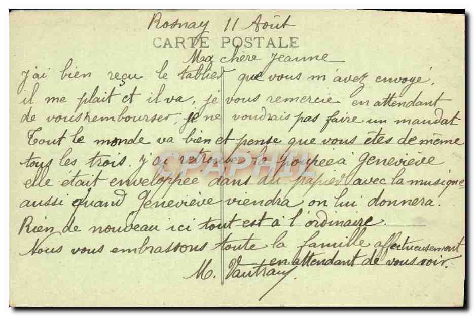 Rosnay-l'Hôpital (Aube) — Le Château (côté de la Voire) — Collection Vautrin — Verso
