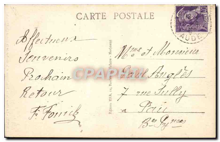CPA Limoux La Place de la Republique et le clocher de St Martin — Rückseite