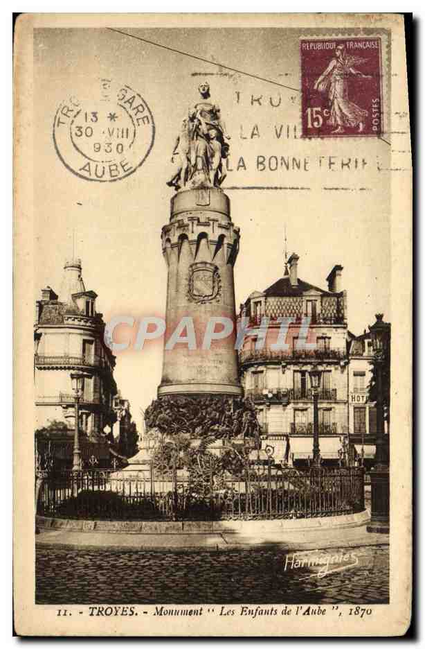 CPA Troyes Monument Les Enfants de l'Aube 