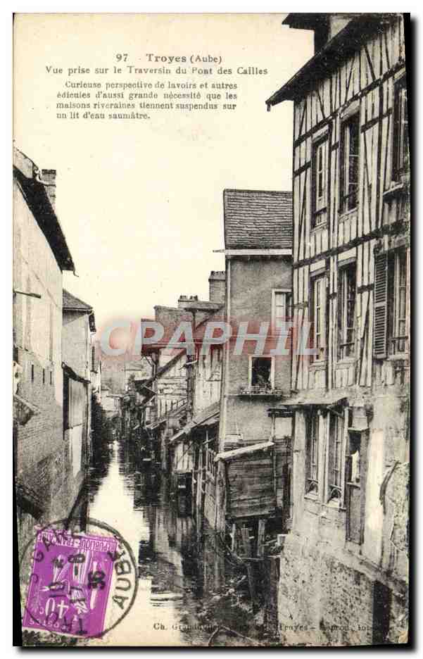Troyes (Aube) — Vue prise sur le Traversin du Pont des Callies — Ch. Grandjean