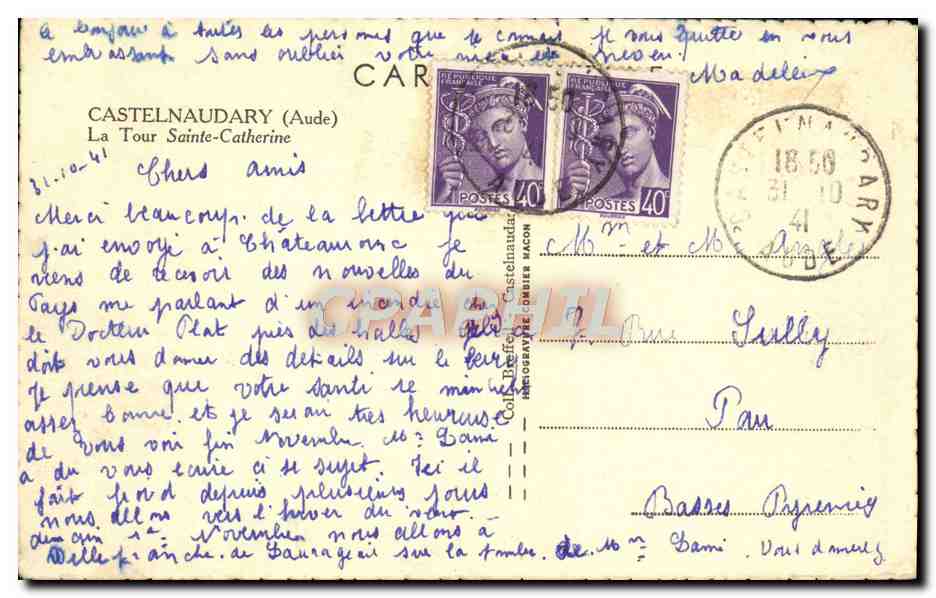 CPA Castelnaudary La tour sainte catherine — Rückseite