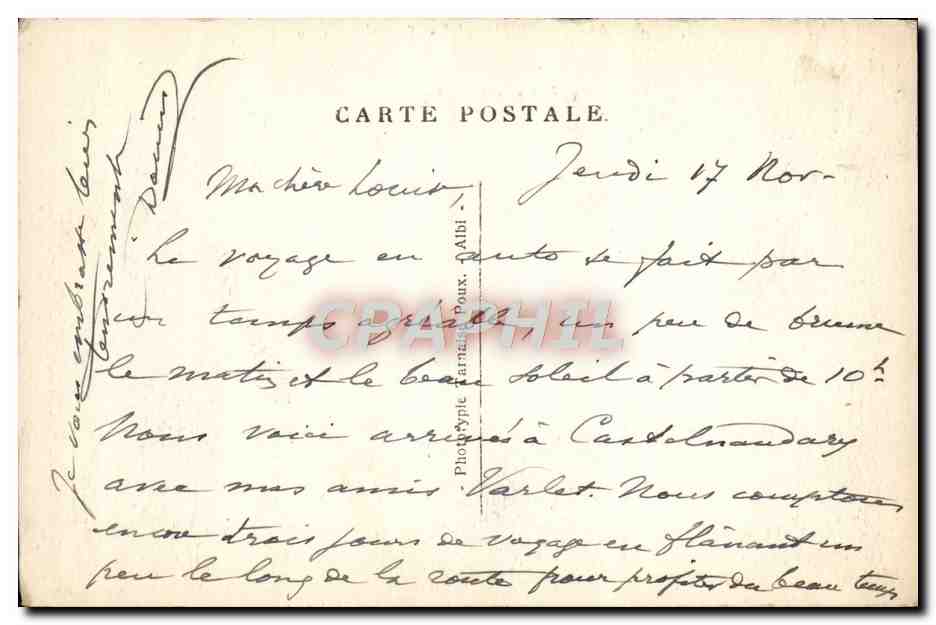 CPA Castelnaudary Rue nationale L'Aude illustre — Rückseite