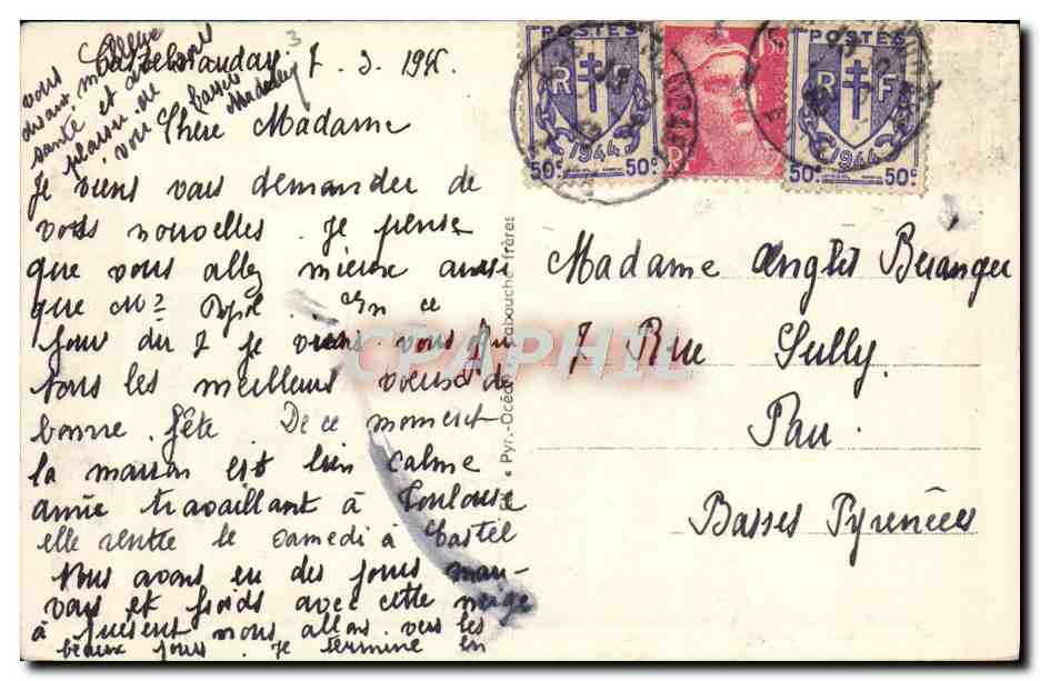 CPA L'Aude Environs de Castelnaudary Puginier le vieux chateau et l'eglise — Rückseite