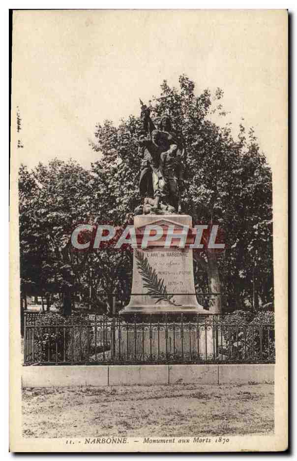 CPA Narbonne Monument aux morts 1870 Militaria