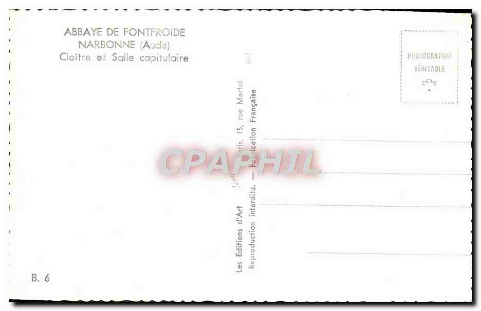 CPA Abbaye de Fontfroide Narbonne Cloitre et salle capitulaire — Verso