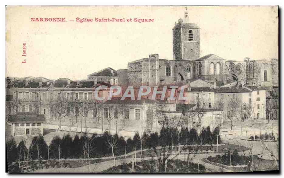CPA Narbonne Eglise saint paul et square