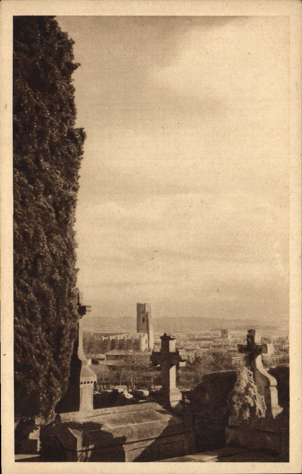 Carcassonne (Aude) — Église Saint-Vincent vue du cimetière — Édit. Dermont-Ferrand