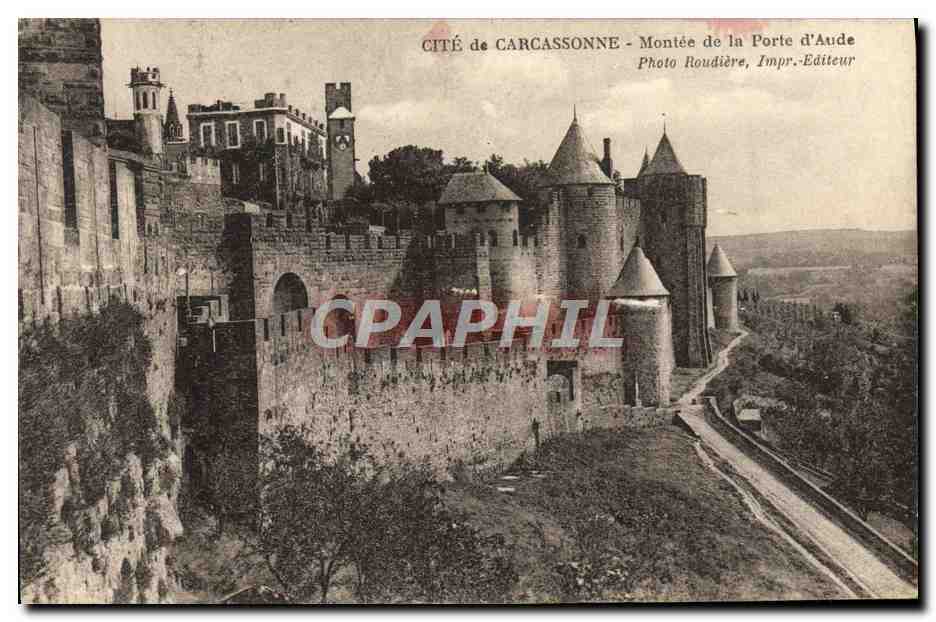 Cité de Carcassonne - Montée de la Porte d'Aude — Photo Roudière, Impr.-Éditeur