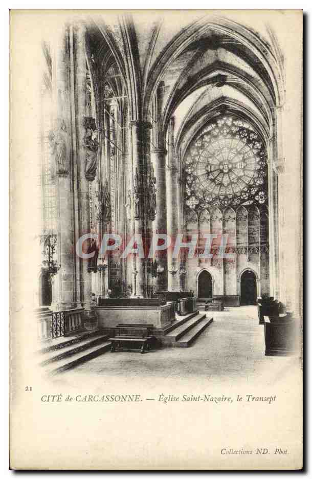 CPA Cite de Carcassonne eglise saint nazqaire le transept