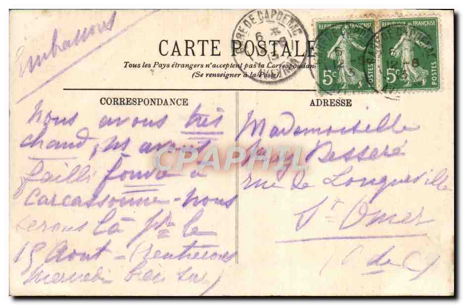 CPA Carcassonne Les Avant portes de l'aude — Rückseite