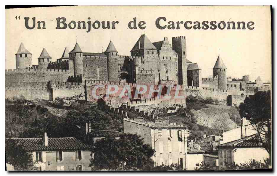 CPA Un Bonjour de Carcassonne