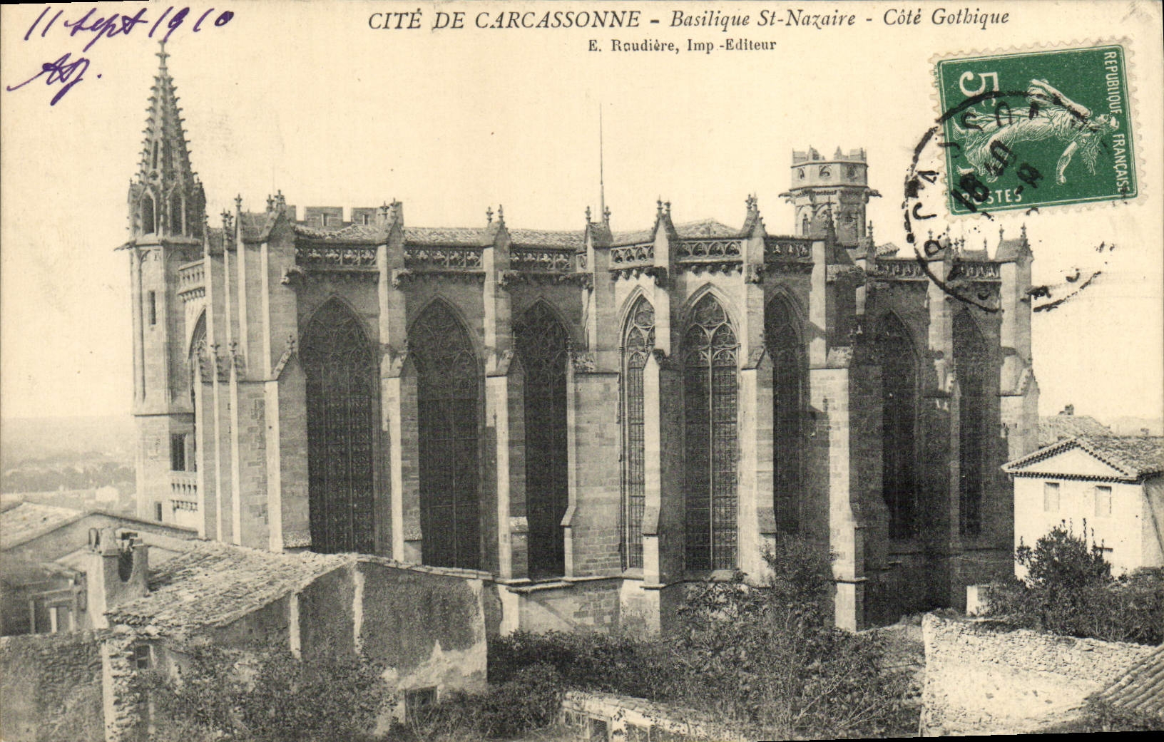 CPA Cite De Carcassonne Basilique St Nazaire cote Gothique