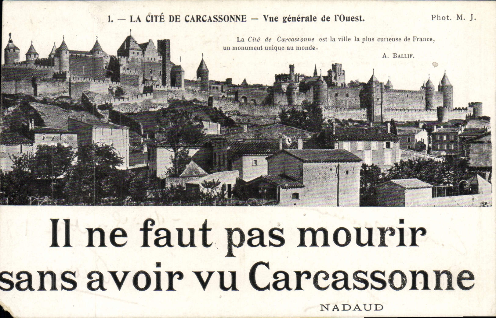 Carcassonne — Vue générale de l'Ouest — Phot. M. J. — Nadaud