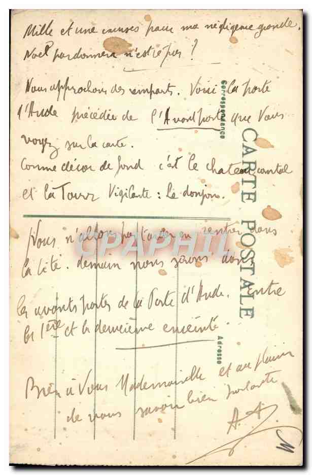 CPA Cite de Carcassonne Entree de la porte d'aude — Rückseite