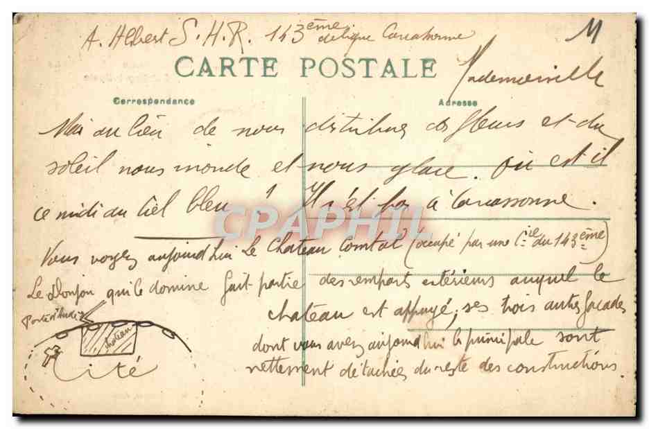 CPA Cite de Carcassonne Le chateau entree prinicipale — Verso