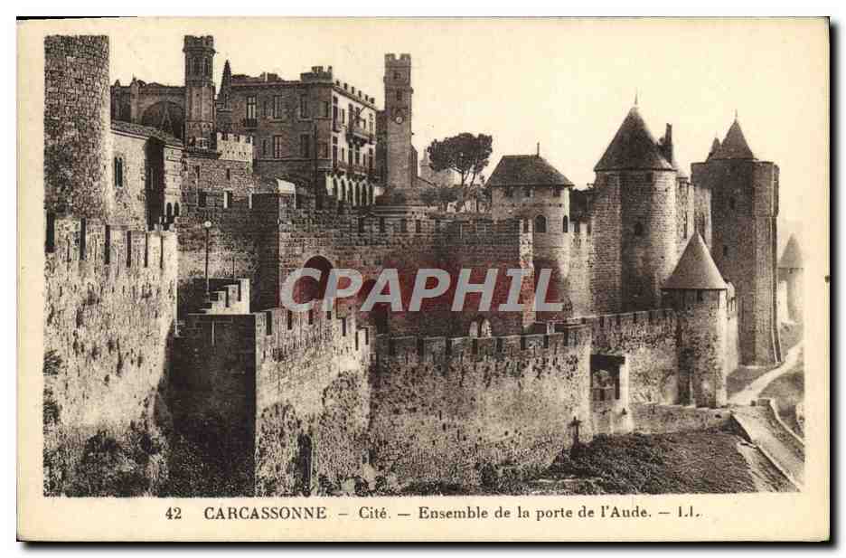 Carcassonne — Cité — Ensemble de la porte de l'Aude — I.I.