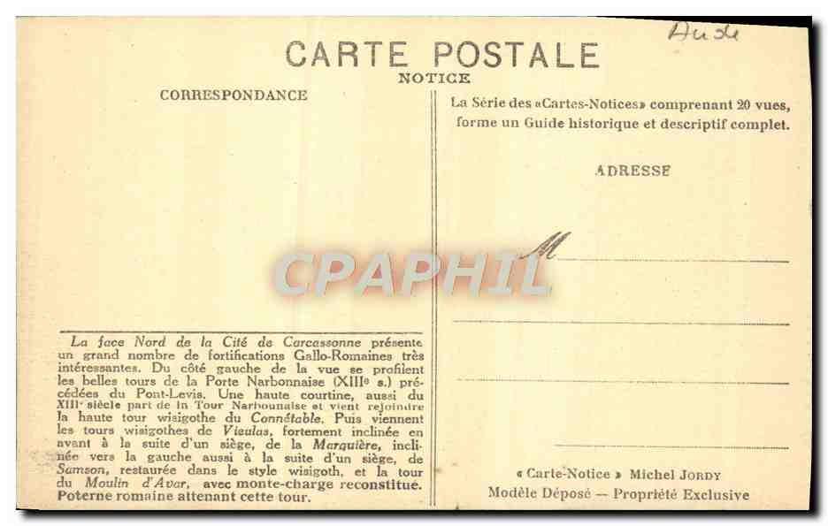 CPA La Cite De Carcassonne vue generale du nord — Verso
