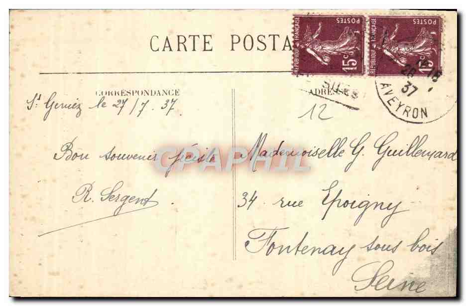 CPA St Geniez D'Olt Sallee Des Illustres St JF Borderies Eveque de Versailles — Rückseite