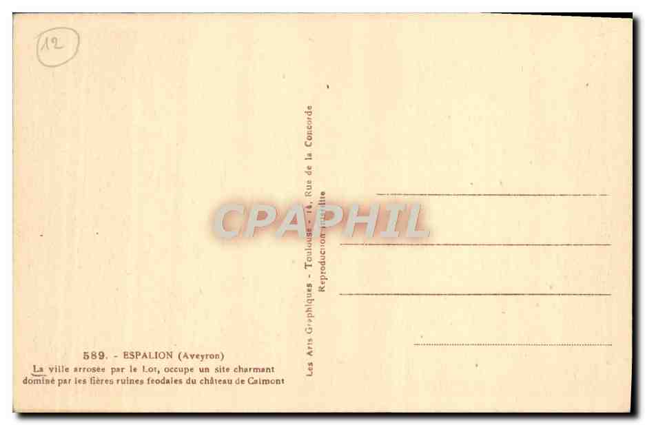CPA Espalion La Ville arrosee par le Lot — Rückseite