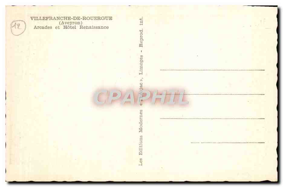 Villefranche-de-Rouergue (Aveyron) — Arcades et Hôtel Renaissance — Théojac — Rückseite