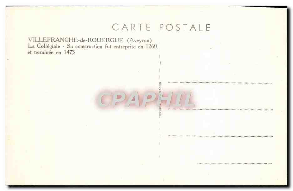 Villefranche-de-Rouergue — Collégiale — éditeur Le Nar — Rückseite
