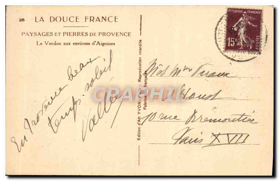 Le Verdon aux environs d'Aiguines — Paysages et pierres de Provence — Édition d'Art YVON — Reverso