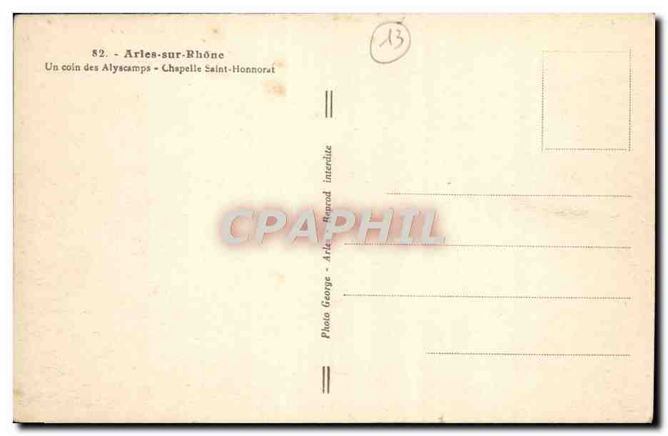 CPA Arles Sur Rhone Un Coin Des Alyscamps — Rückseite