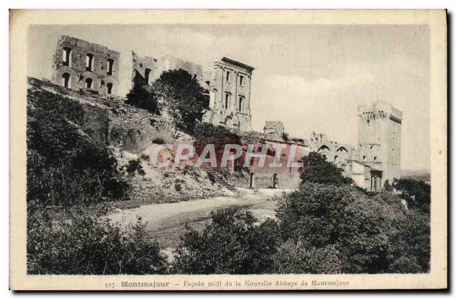 Montmajour — Façade midi de la Nouvelle Abbaye de Montmajour — Éditeur J. Génot, Arles, n° 517