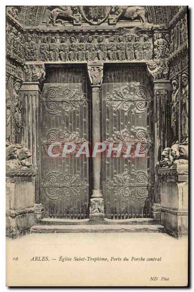 CPA Arles Eglise Saint Trophime Porte du Porche Central