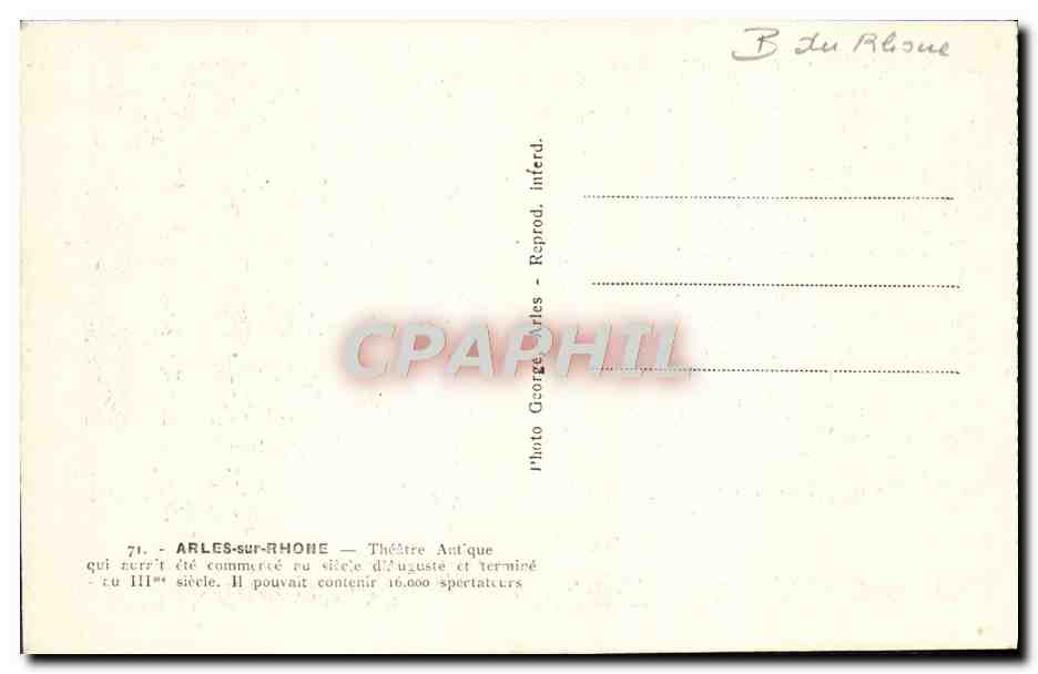 CPA Arles Sur Rhone Theatre Antique — Verso