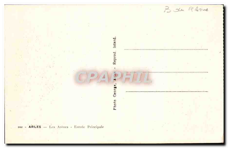 CPA Arles Les Arenes Entree principale — Rückseite
